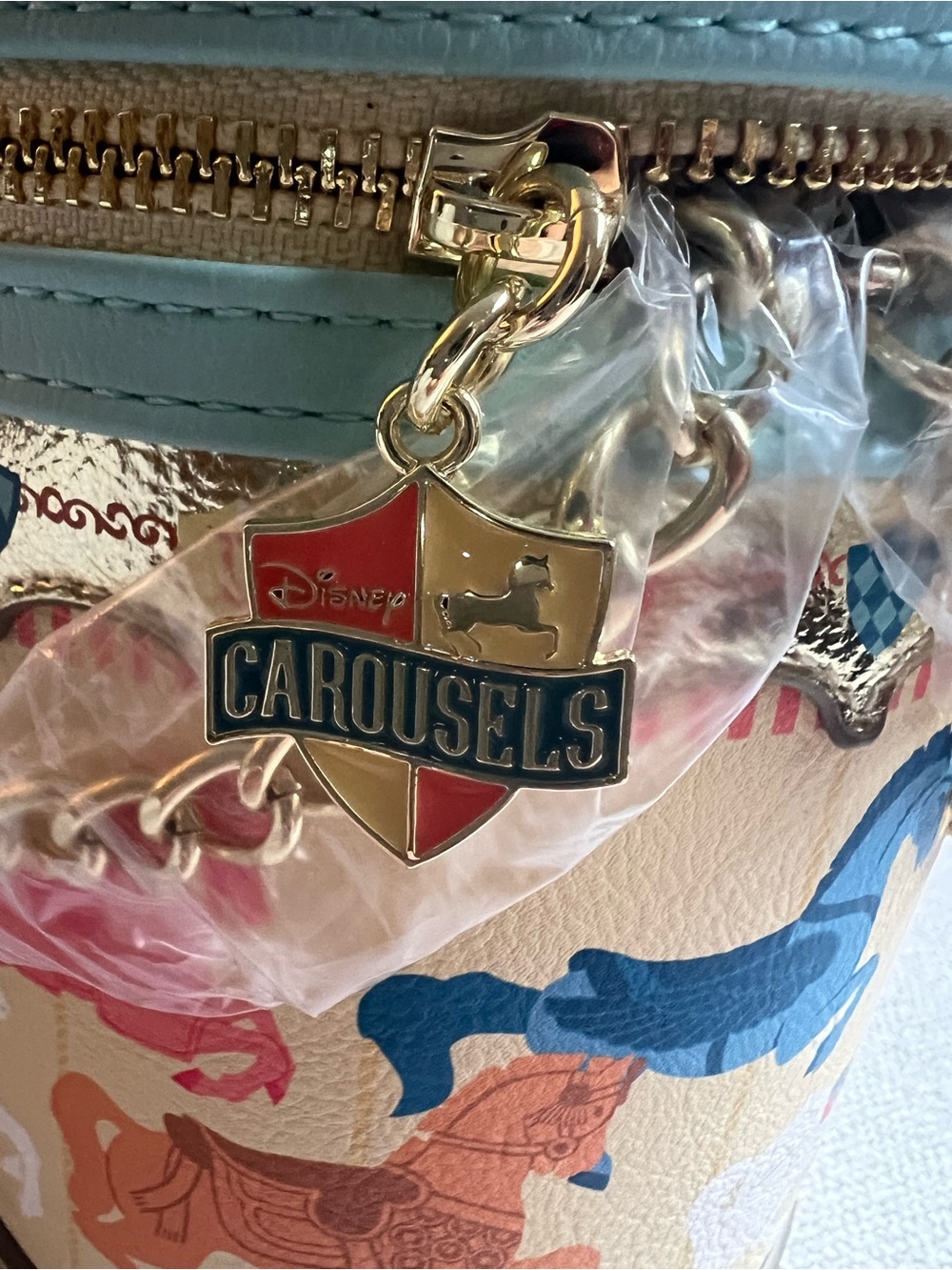 NWT Disney Loungefly Carousel-Print Mini Top-Handle/Cross body Bag - Picture 5 of 8